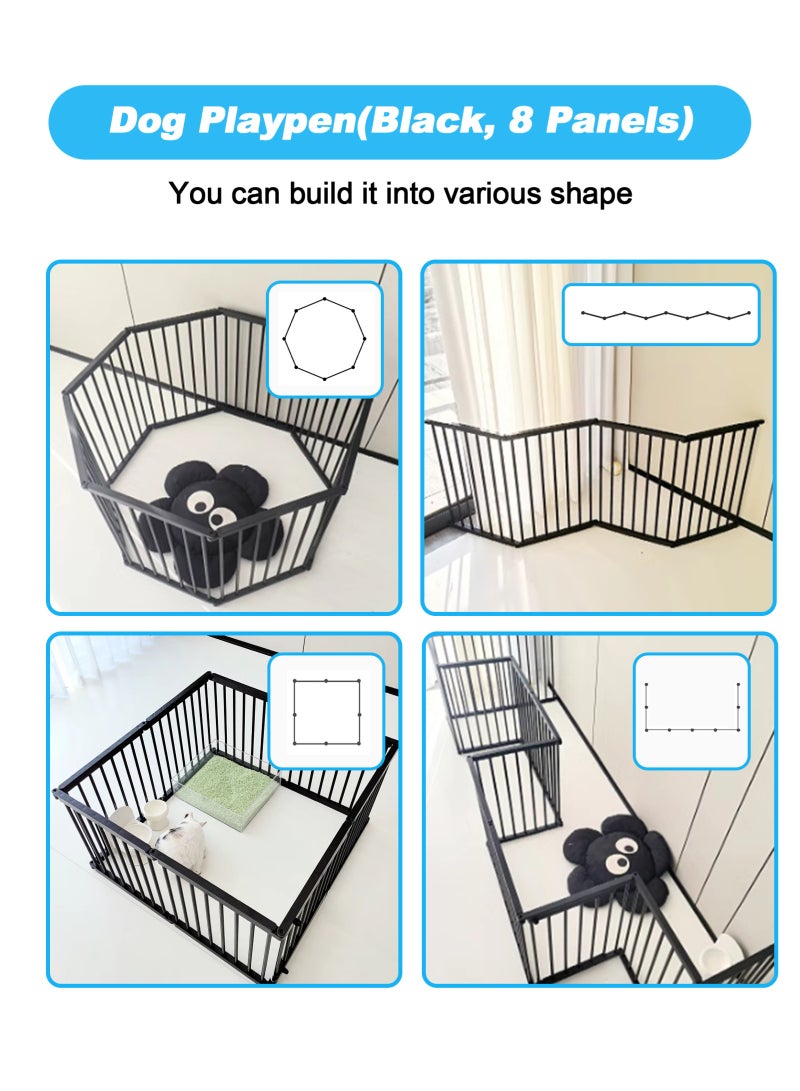 URbazaar 36.6 in(H) Decorative Pets Fence with Gate,8 Panels Total 24.4 Ft(L) Heavy Duty Iron Animal Barrier Fence for Yard,Suitable for Indoor Pet Or Outdoor Dog Fencing, Border Fenc - Image 4